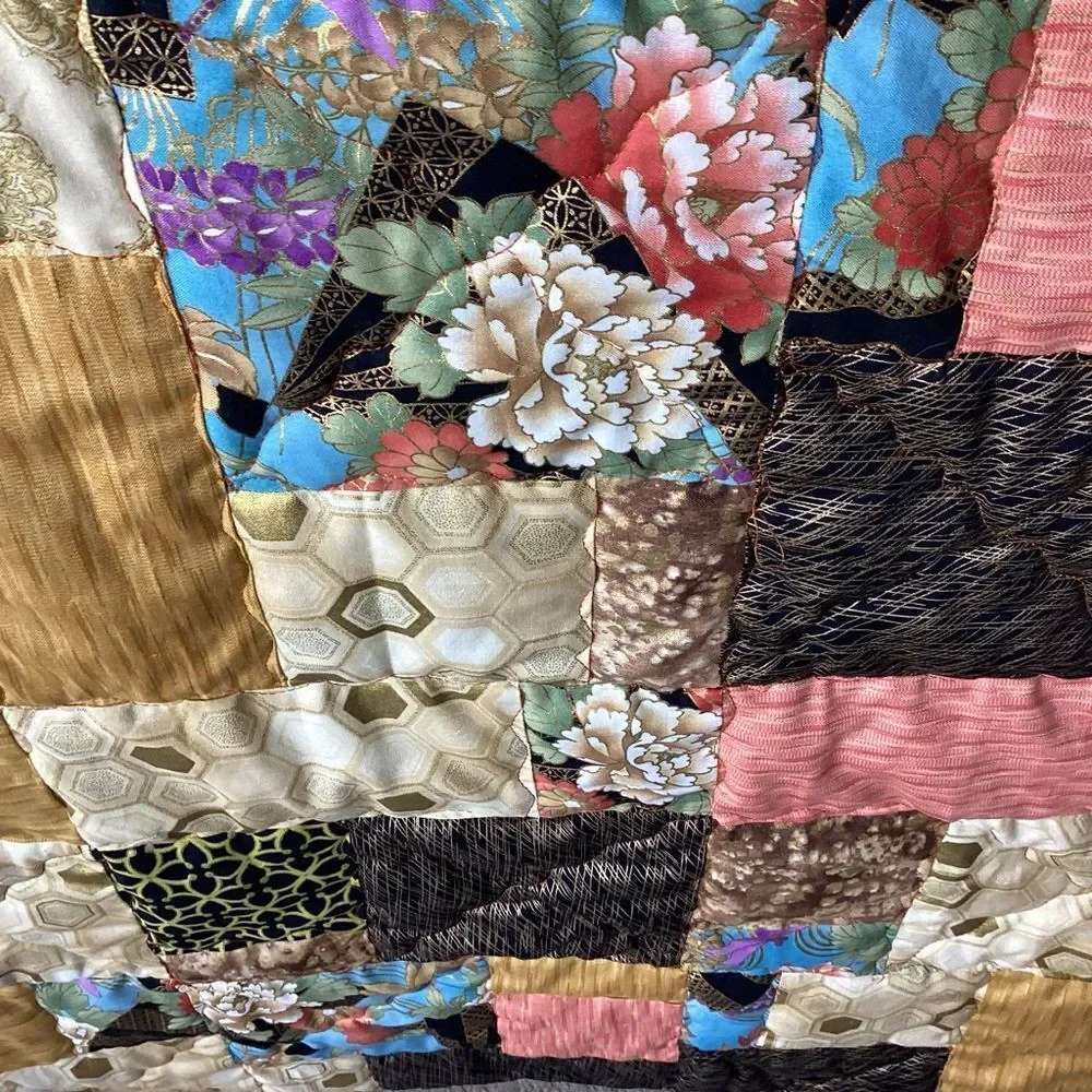 NWT. Hand Crafted Gold Toned Prints with Oriental Influence Quilt